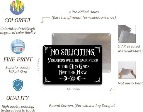 Kercan No Soliciting Sign For House Funny Gothic Decor Dark Humor Halloween Wall Art Vintage Metal Home Living Room Bedroom Bathroom Office Decoration8 x 12 Inch in Saudi Arabia