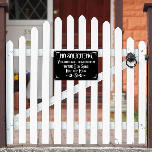 Kercan No Soliciting Sign For House Funny Gothic Decor Dark Humor Halloween Wall Art Vintage Metal Home Living Room Bedroom Bathroom Office Decoration8 x 12 Inch in Saudi Arabia