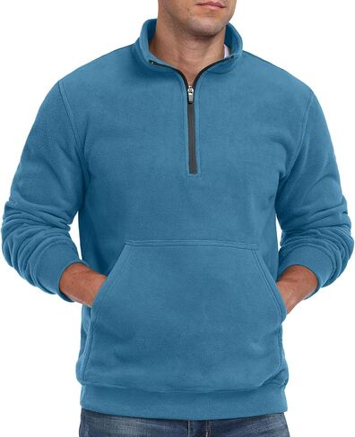 Askdeer Men's Quarter Zip Sweatshirt Polar Fleece Mock Neck Thick Thermal Sweatshirt Winter Warm Pullover Sweater in Saudi Arabia