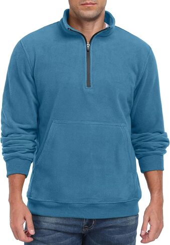 Askdeer Men's Quarter Zip Sweatshirt Polar Fleece Mock Neck Thick Thermal Sweatshirt Winter Warm Pullover Sweater in Saudi Arabia