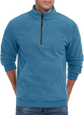 Askdeer Men's Quarter Zip Sweatshirt Polar Fleece Mock Neck Thick Thermal Sweatshirt Winter Warm Pullover Sweater in Saudi Arabia
