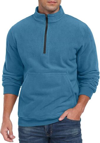 Askdeer Men's Quarter Zip Sweatshirt Polar Fleece Mock Neck Thick Thermal Sweatshirt Winter Warm Pullover Sweater in Saudi Arabia