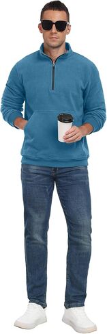 Askdeer Men's Quarter Zip Sweatshirt Polar Fleece Mock Neck Thick Thermal Sweatshirt Winter Warm Pullover Sweater in Saudi Arabia
