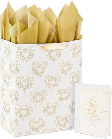 Hallmark Wrap 13" Large Gift Bag with Tissue Paper and Birthday Card, 135, Black, Pink, Sage, Yellow in Kuwait