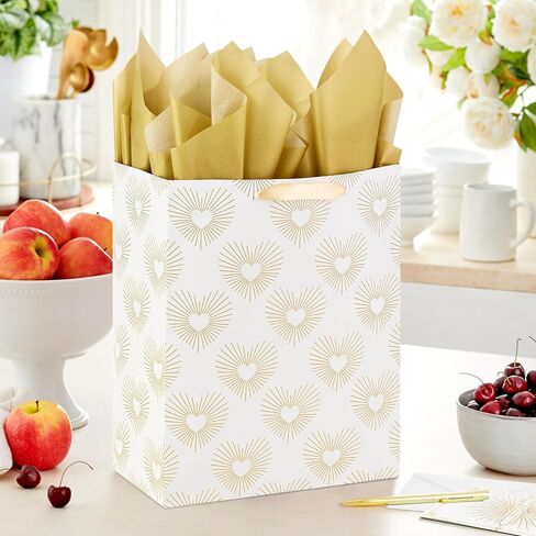 Hallmark Wrap 13" Large Gift Bag with Tissue Paper and Birthday Card, 135, Black, Pink, Sage, Yellow in Kuwait