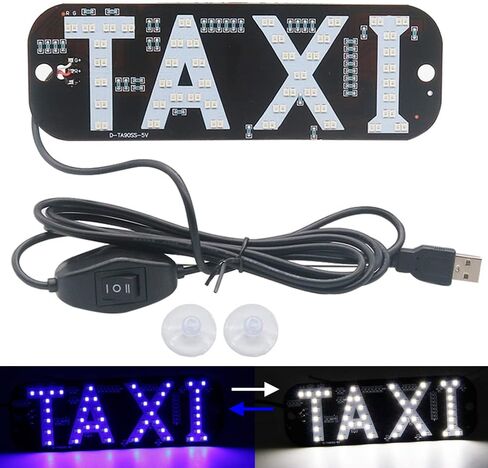 Taxi Light,Dual colors Taxi LED Sign Decor, 2 Color Changeable Taxi LED Light, Hook on Car Window with USB (Blue and Green, USB) in Kuwait