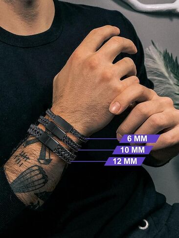 Richsteel Bracelets for Men 6mm/10mm/12mm Width Stainless Steel With Sturdy Clasp Franco Curb Chain Mens Bracelet 7.4/8.2/9 Inches Length in Kuwait