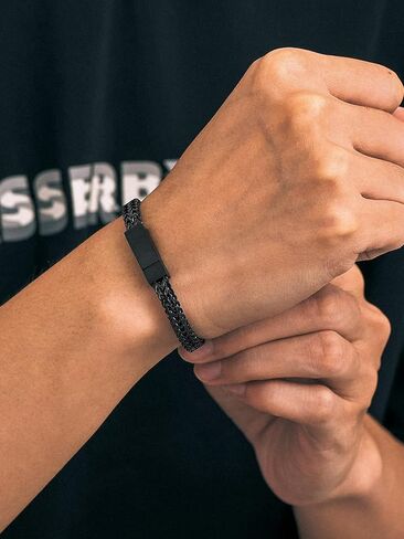 Richsteel Bracelets for Men 6mm/10mm/12mm Width Stainless Steel With Sturdy Clasp Franco Curb Chain Mens Bracelet 7.4/8.2/9 Inches Length in Kuwait