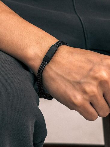 Richsteel Bracelets for Men 6mm/10mm/12mm Width Stainless Steel With Sturdy Clasp Franco Curb Chain Mens Bracelet 7.4/8.2/9 Inches Length in Kuwait