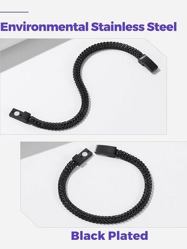 Richsteel Bracelets for Men 6mm/10mm/12mm Width Stainless Steel With Sturdy Clasp Franco Curb Chain Mens Bracelet 7.4/8.2/9 Inches Length in Kuwait