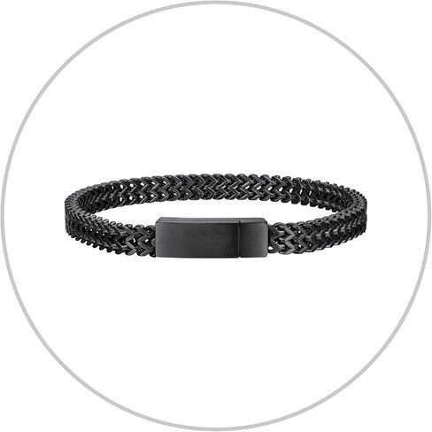 Richsteel Bracelets for Men 6mm/10mm/12mm Width Stainless Steel With Sturdy Clasp Franco Curb Chain Mens Bracelet 7.4/8.2/9 Inches Length in Kuwait