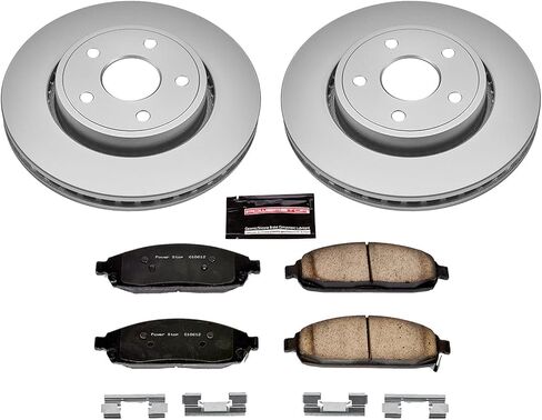 Power Stop CRK2219 دوار الفرامل المطلي ووسادات الفرامل السيراميكية - أمامية لسيارة Jeep Commander 2006-2010، Jeep Grand Cherokee 2005-2010 [نموذج محدد] in Kuwait