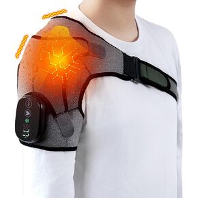 Cordless Heated Shoulder Wrap, Heated Shoulder Brace with Vibration, Shoulder Heating Pad for Rotator Cuff Frozen Shoulder, 5000mAh Battery Powered, Shoulder Massager for Men Women