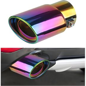 Stainless Steel Car Exhaust Tip, 2.5" to 3.3" Straight Polished Automotive Replacement Exhaust Pipes, Adjustable Car Decoration Chrome-Plated Finish Exhaust Tailpipe Tip (Black, Curved)