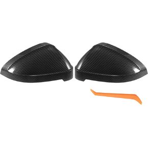 X AUTOHAUX Pair Car Rear View Driver Passenger Side Mirror Cover Cap Replacement Black Carbon Fiber for Audi A4 A5 S4 S5 RS5 Mirror Guard Covers Exterior Decoration Trims