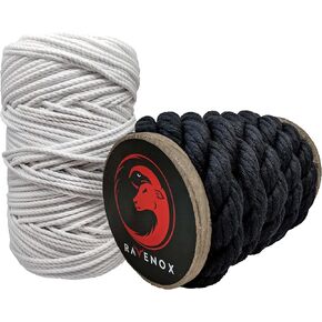 Ravenox Twisted Polyester Rope | (White)(1/4-in x 10-ft) | Made in The USA | for All Your Commercial Lifting, Pulling, Rigging, Towing, Securing, Tie-Down Needs | Low Stretch, Chemical Resistant