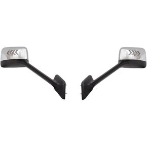 Chrome Hood Mirror Assembly with LED light Four Arrows fit for Truck International LT625 Driver and Passenger side One Pair