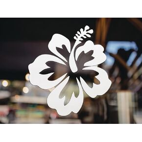 Hawaiian Hibiscus Flower Decal - Perfect for Car, Truck, Notebook, Water Bottle, Window, Wall - Hawaii Bumper Stickers - 4-Inch by 4.25-Inch Size - Durable and Waterproof Vinyl Decal for Outdoors and Indoors Add a Touch of Aloha to Your Life with this Stu