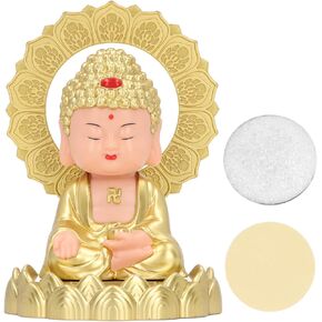Bobble Head for Cars Little Buddha Figurine Solar Head Toys Solar Shaking Head Buddha Statue Nodding Maitreya Car Dashboard Ornament Home Decorations