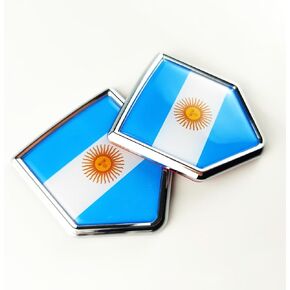 Newperlite الأرجنتين العلم ملصق لاصق لامع ورائع شعار السيارة العلم الأرجنتيني اكسسوارات السيارات الديكور الكروم درع للسيارات شاحنة السيارات، 2 حزمة