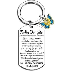 Aisity Daughter Gifts from Mom Butterfly Keychain for Daughter Birthday Easter Gifts for Her Teen Girls Unique Daughter Gifts for Teen Girls Cute Stuff Ideas
