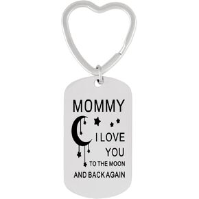 HAQUIL Mommy I Love You to the Moon and Back Again Keychain, Mother's Day Gifts for Mom, Mama Keychain, Mom Keychain