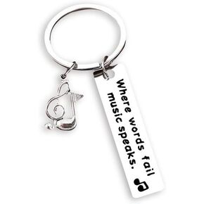Hibetek Music key chain where words fail music speaks Key chain Music inspirational keychain Musical note