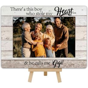 DETIHO Great Grandma Nana Gigi 4x6 Photo Frame, Small Wooden Photo Frame with Easel Stand, Grandma Birthday Gifts for Table Decor Display -C17