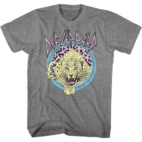Def Leppard Rock Band Logo & Leopard Retro Style Adult Short Sleeve T Shirt Graphic Tees