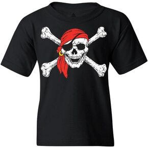 shop4ever Pirate Skull & Crossbones Youth's T-Shirt Pirate Flag Child Kids Tee Shirts