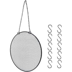 11-Inch Diameter Wall Hanging Mesh Rack Wall Mounted Grid Organizer for Jewelry Nacklaces Bracelets Studs Earring (Black)