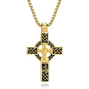 Stainless Steel Titanium Men's Cross Necklace - Durable Celtic Knot Cross Pendant for Men - Perfect Religious Gift for Him