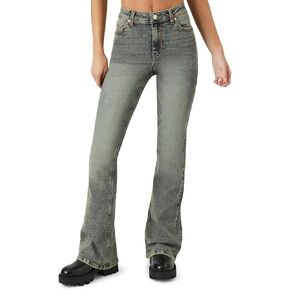 Forever 21 Women's Stone Wash High-Rise Flare Jeans