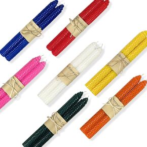 14 Pack Beeswax Taper Candles, Handmade Bees Wax Candles for Home, Dripless & Unscented Candle Sticks, 9" Long Candles, Rainbow Colored Candles by Kissingfish