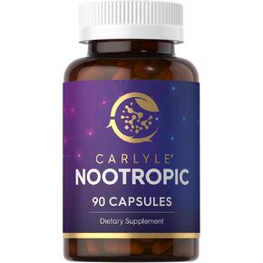 Carlyle Nootropic Supplement | 90 Capsules | with B12, Guarana & More | Non-GMO & Gluten Free