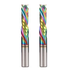 Up Down Compression Spiral Router Bit - 1/4 inch Shank 2-Flute CNC End Mill with DLC Coating, 1" Cutting Length Solid Carbide Compression CNC Bits Milling Cutter for Wood Engraving Grooving (5PCS)