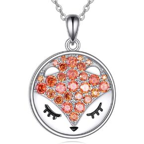 Fox Necklace 925 Sterling Silver Fox Pendant Necklace for Women Fox Jewelry Gifts