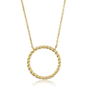 MAX + STONE 10k Gold Circle Necklace for Women | Yellow Gold Open Circle Pendant Necklace for Women | Real Gold Necklace for Women | Adjustable 16-18 Inch Dainty Gold Karma Necklace
