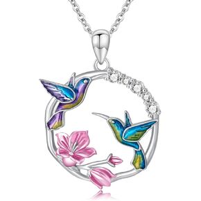 Hummingbird/Phoenix/Owl/Dove/Flamingo/Raven/Blue Jay/Cardinal/Peacock Necklace for Women 925 Sterling Silver Bird Pendant Necklace Animal Jewelry Gift for Mother Wife