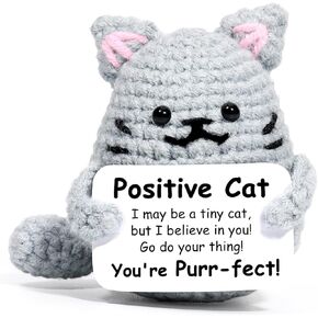 AICase Inspirational Crochet Positive Cat Animals, Emotional Support Nuggets Potato Small Unique Ideas Funny Gifts for Women Men Cat Lovers Her Best Friends Birthday Christmas Cute Themed Stuff