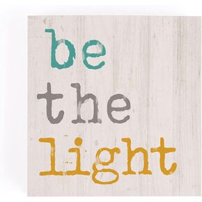 P. Graham Dunn Be The Light Whitewash 3.5 × 3.5 بوصة لافتة كتلة من خشب الصنوبر