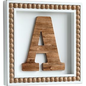 COLLECTIVE HOME - Monogram Wall Signs, Wood Letter Decor with Beads, Personalized Letters for Wall Decor, Tabletop Alphabet Signs, 10" x 10" (W)