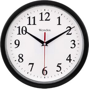 Westclox 461861 10" Modern Black Analog Wall Clock with Large Display, Battery Powered, Round, Perfect for Bedroom, Office, Kitchen