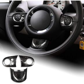 AIRSPEED Carbon Fiber Car Steering Wheel Button Stickers for Mini Cooper R55 Clubman R56 R57 Accessories