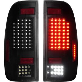 LED Tail Light + 3rd Brake Light Kit Fit for Ford F-250 F-350 F450 F550 Super Duty 1999-2007, Pickup Truck Taillights and High Mount Stop Light, 3 Pcs, Black Housing Smoke Lens