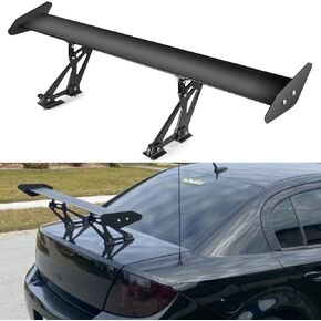 cciyu Black Aluminum Adjustable GT-Style Rear Spoiler Wing Universal Accessories for Hatchback Cars with Rear Trunk Stylish Trunk Spoiler Wing