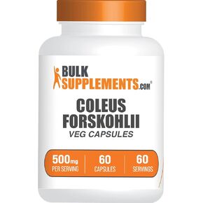 BulkSupplements.com Coleus Forskohlii Extract Capsules - Forskolin Supplement, Forskolin Capsules - Herbal Supplement, Gluten Free, 1 Capsule per Serving, 60 Capsules (Pack of 1)