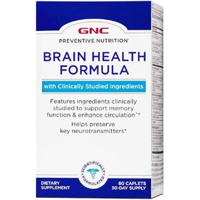 GNC Preventive Nutrition Brain Health Formula, 60 Caplets, Supports Memory Function and Enhances Circulation