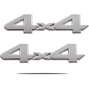 Pair Set 4x4 4 x 4 Rear Tailgate Side Trunk Emblems Badge 3D Nameplate Decal (Silver)