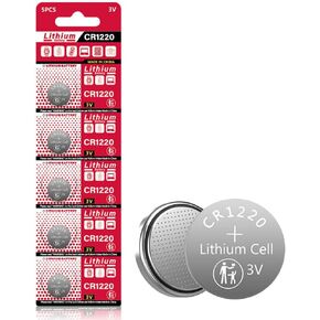 TXY CR1220 Battery 1220 3V Lithium Button Coin Cell (Pack of 5)